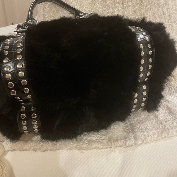 Authentic Black Rabbit Fur Purse - Picture 5 of 7